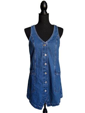 American Eagle Denim V-Neck Dress (Medium Wash) - XS